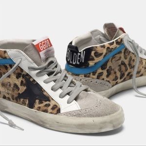 Golden Goose Mid Star Leopard Print Pony Skin 38/8